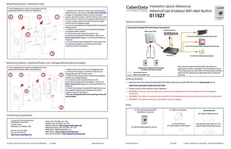CyberData 011527 Installation quick reference