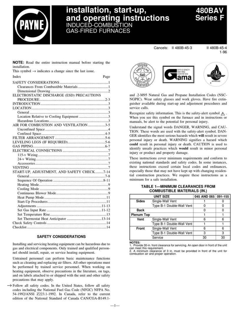 Payne F Series Installation, start-up, and operating instructions