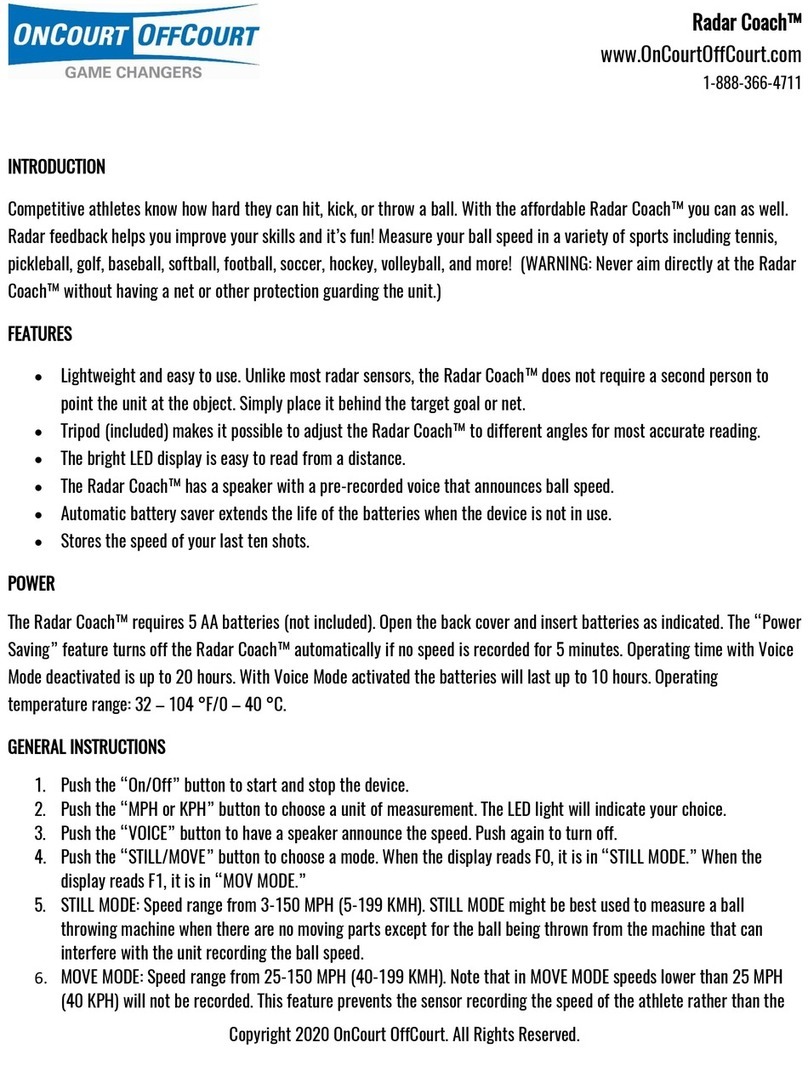 OnCourt OffCourt Radar Coach instructions OnCourt OffCourt Radar Coach instructions