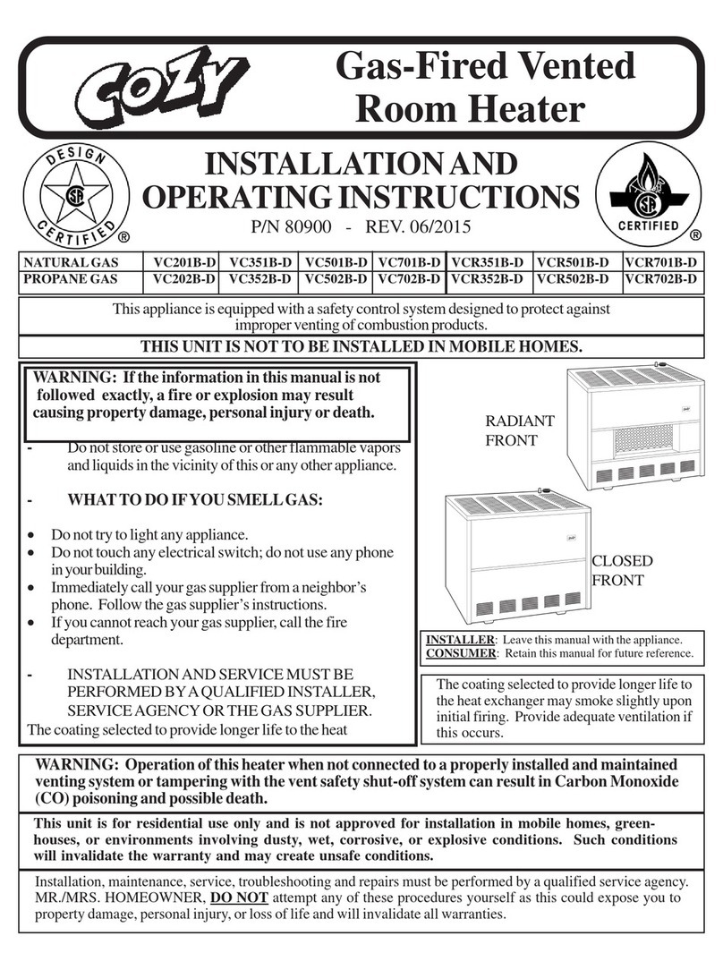 COZY VC201B-D Installation and operating instructions