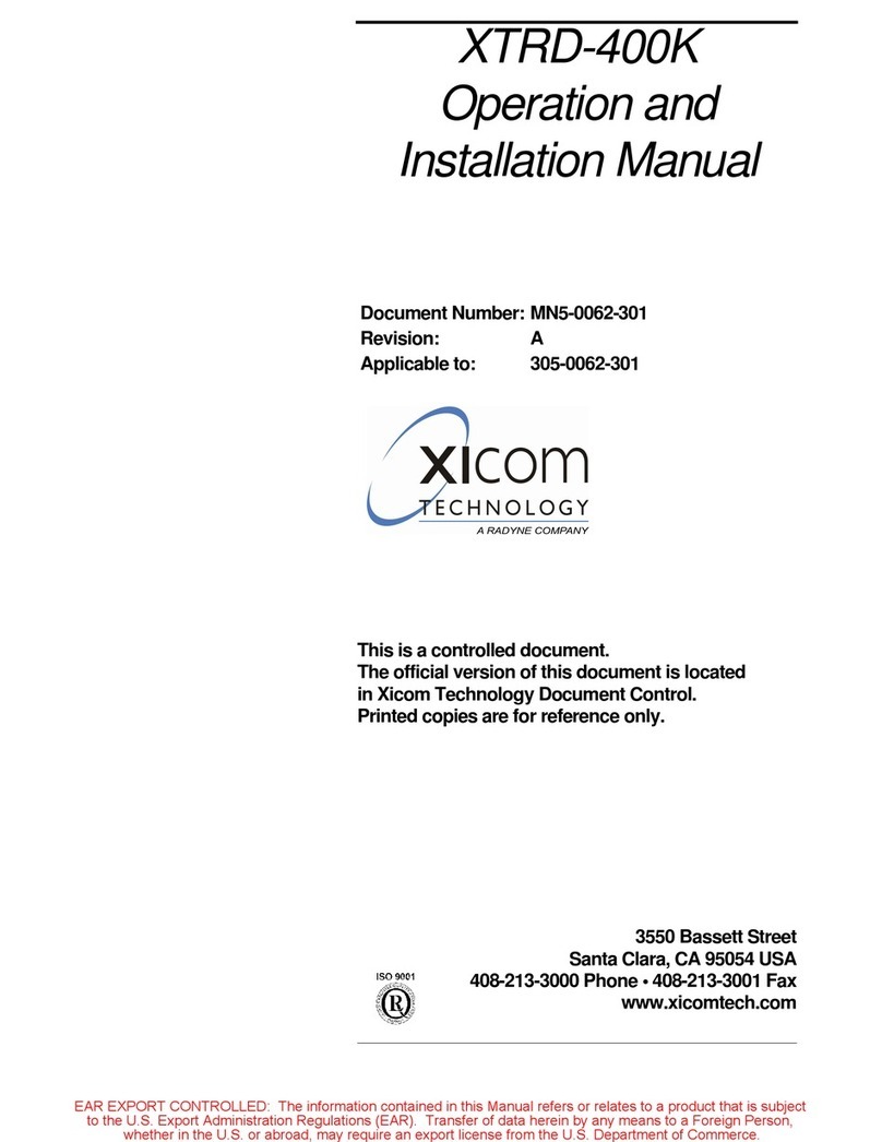 Radyne Xicom XTRD-400K Operation and installation manual