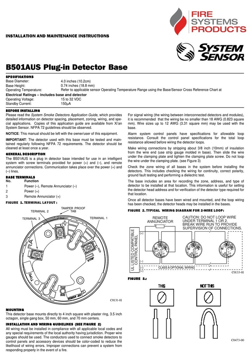 System Sensor B501AUS Installation and maintenance instructions