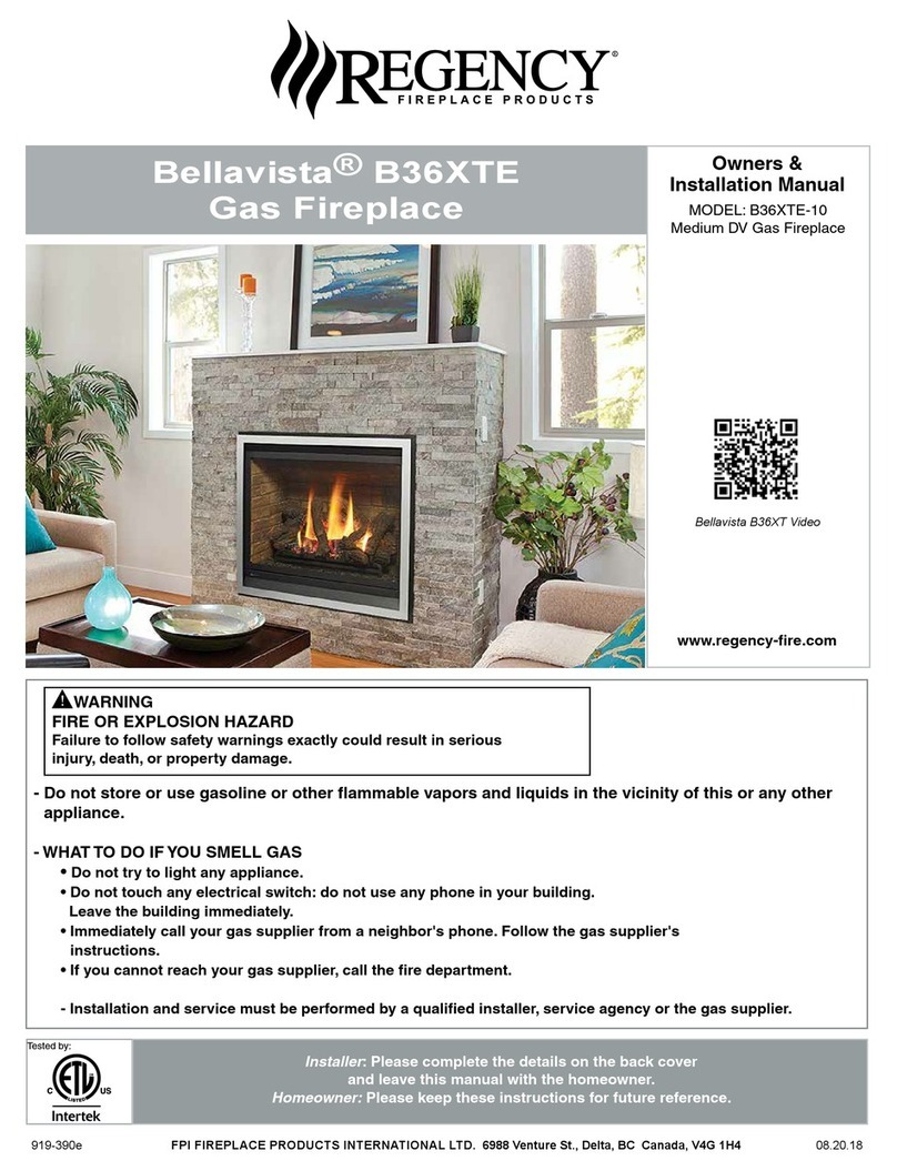 Regency Fireplace Products Bellavista B36XTE-10 Owners & installation manual Regency Fireplace Products Bellavista B36XTE-10 Owners & installation manual