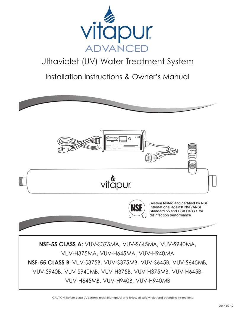 vitapur VUV-S375MA Installation instructions & owner's manual