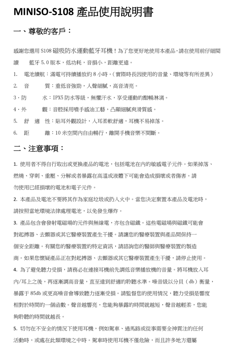 Miniso S108 User manual