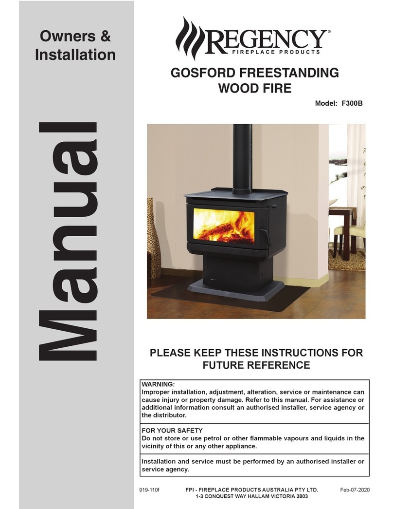 Regency Fireplace Products GOSFORD F300B Quick start guide Regency Fireplace Products GOSFORD F300B Quick start guide