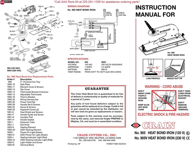 CRAIN 905 instruction manual