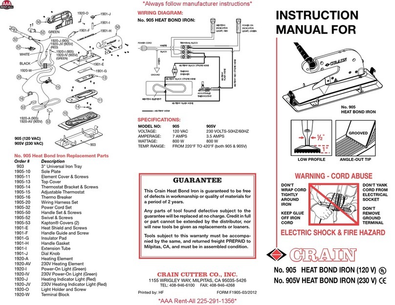 CRAIN 905 instruction manual