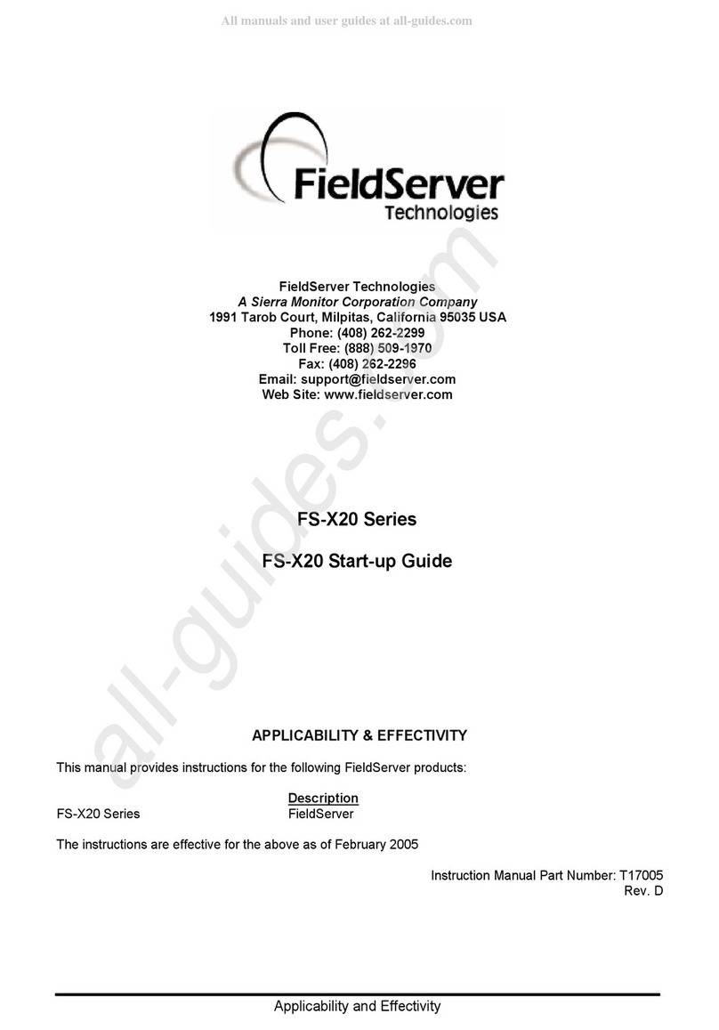 Sirena FieldServer FS-X20 Series Startup guide