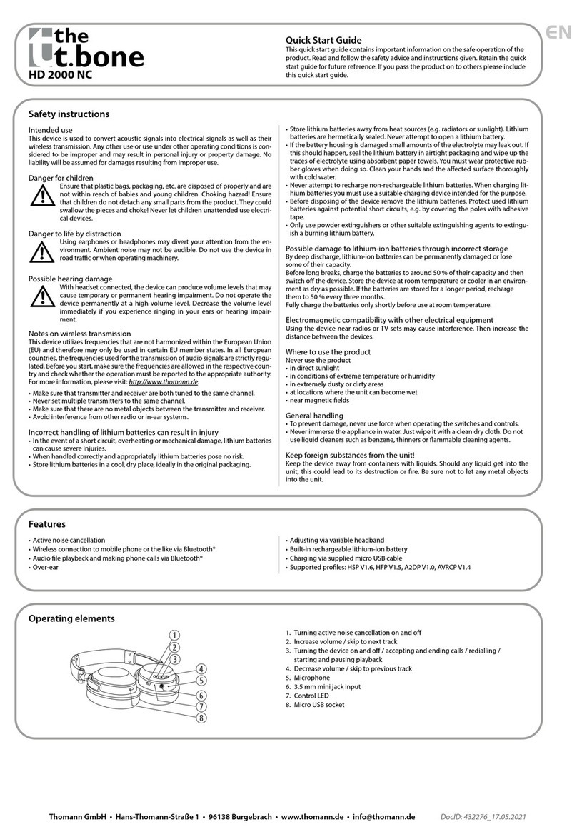 T.BONE HD 2000 NC quick start guide