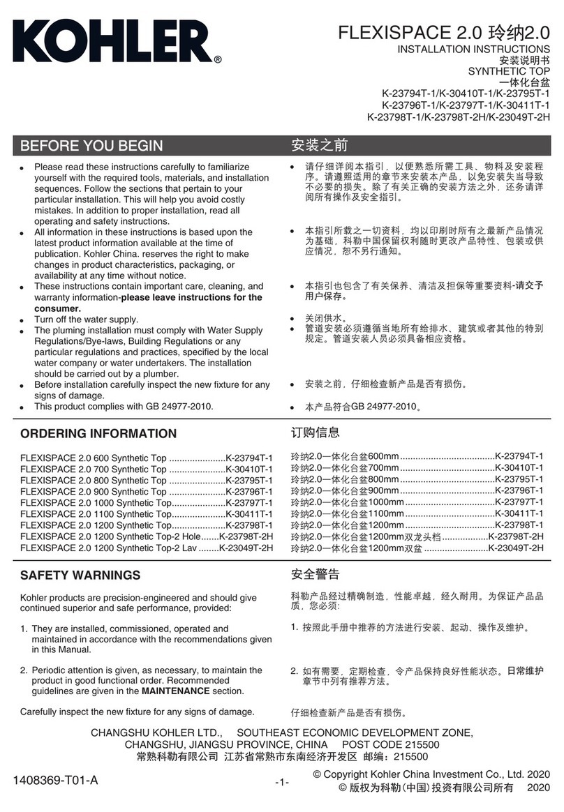 Kohler FLEXISPACE 2.0 K-23794T-1 User manual