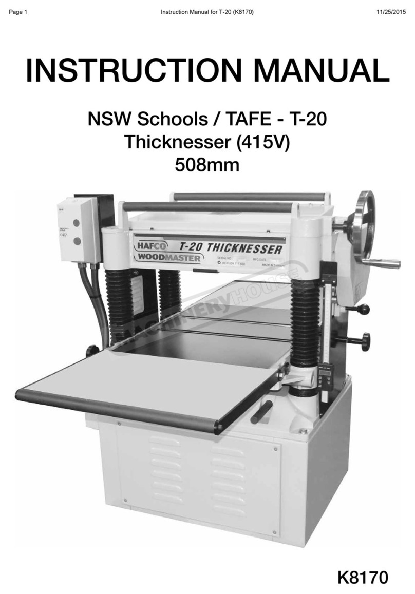 Hafco Woodmaster T-20 instruction manual