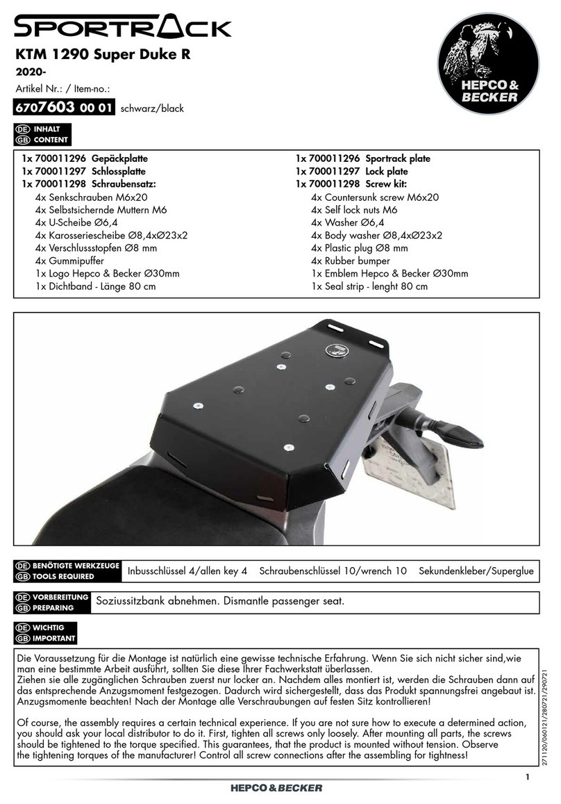 hepco & becker SPORTRACK 6707603 00 01 User manual hepco & becker SPORTRACK 6707603 00 01 User manual