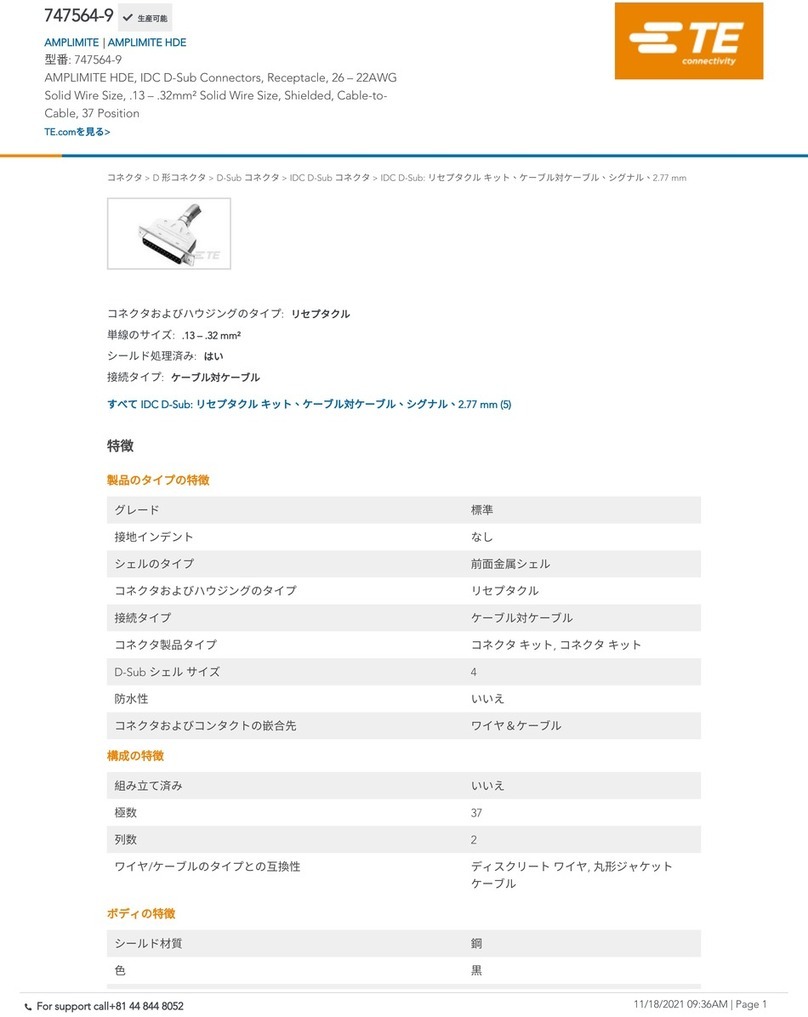 TE Connectivity 747564-9 User manual TE Connectivity 747564-9 User manual