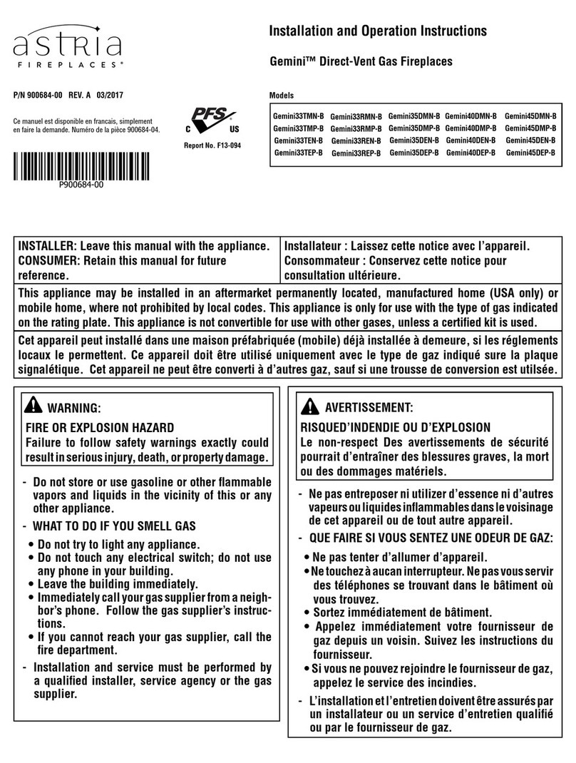 Astria Fireplaces Gemini33TMN-B Installation and operation instructions Astria Fireplaces Gemini33TMN-B Installation and operation instructions