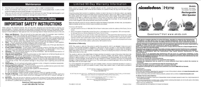 iHome nickelodeon TM-M66D manual