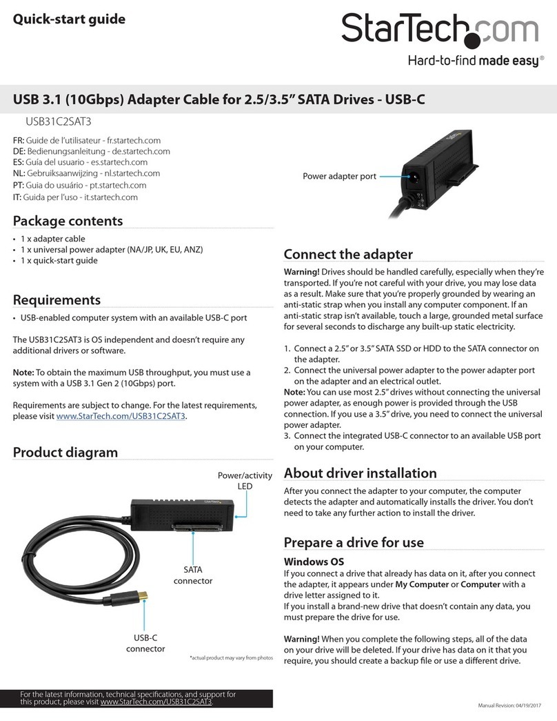 StarTech.com USB31C2SAT3 quick start guide