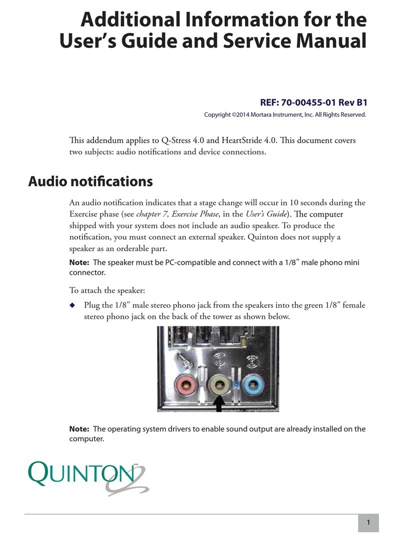 Mortara Instrument Quinton Q-Stress 4.0 Additional Information for the User's Guide and Service Manual