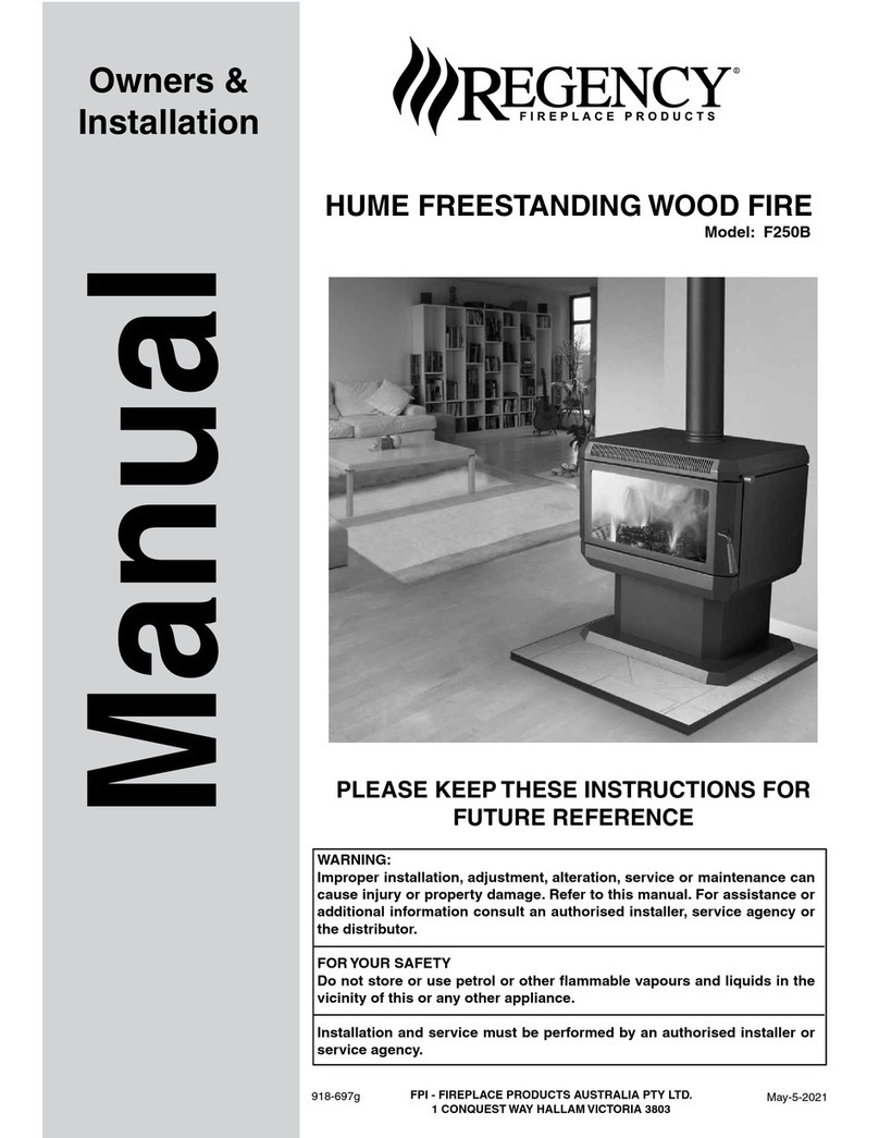 Regency Fireplace Products HUME F250B Owners & installation manual