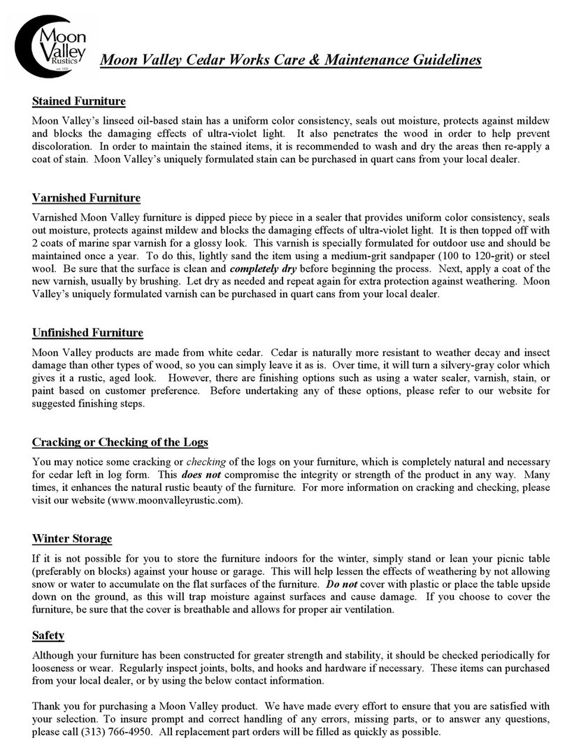 Moon Valley Cedar Works M-100 Product Care & Maintenance Guidelines Moon Valley Cedar Works M-100 Product Care & Maintenance Guidelines
