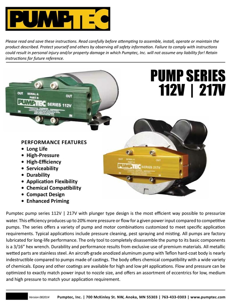 Pumptec 112V Series Operating instructions and parts manual