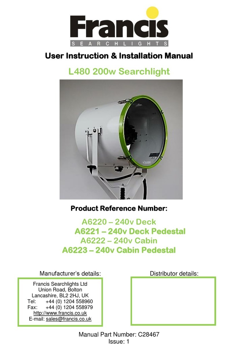 Francis Searchlights A6220 User instruction & installation manual