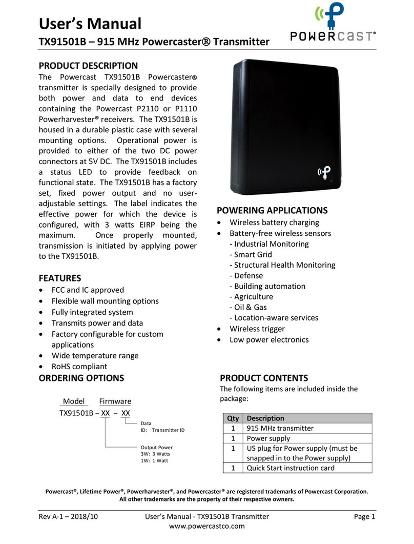 Powercast Powercaster TX91501B user manual