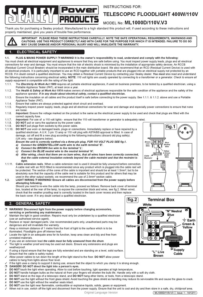 Sealey ML1000D/110V.V3 instructions