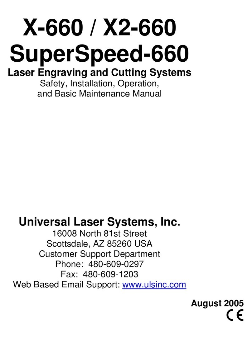 Universal Laser Systems X-660 Safety, installation, operation, and basic maintenance manual