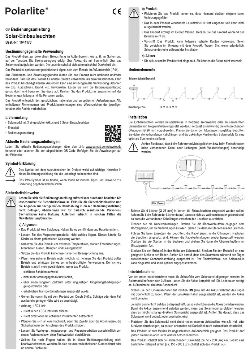 Polarlite 1644173 operating instructions