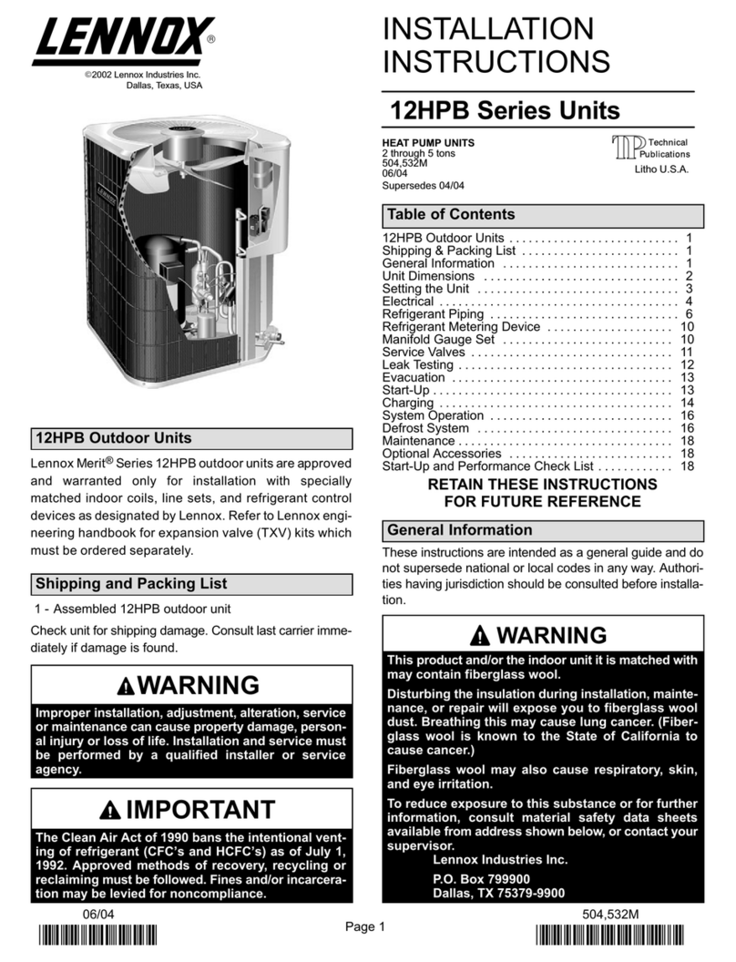 Lennox 12HPB Series User manual