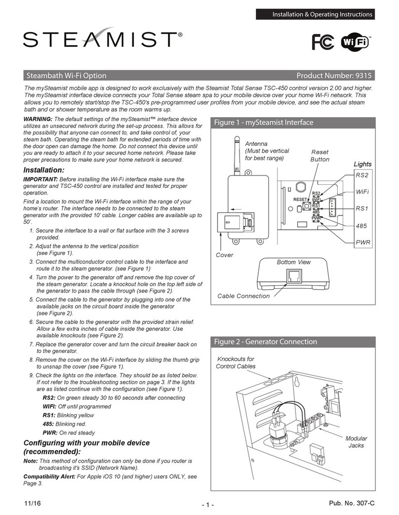 Steamist 9315 Installation & operating instructions