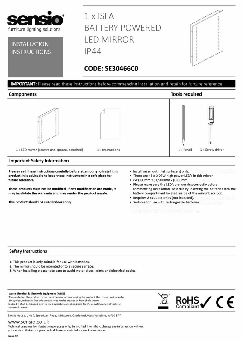 Sensio Isla installation instructions