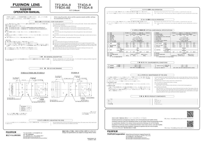 FUJINON TF2.8DA-8 Operation manual