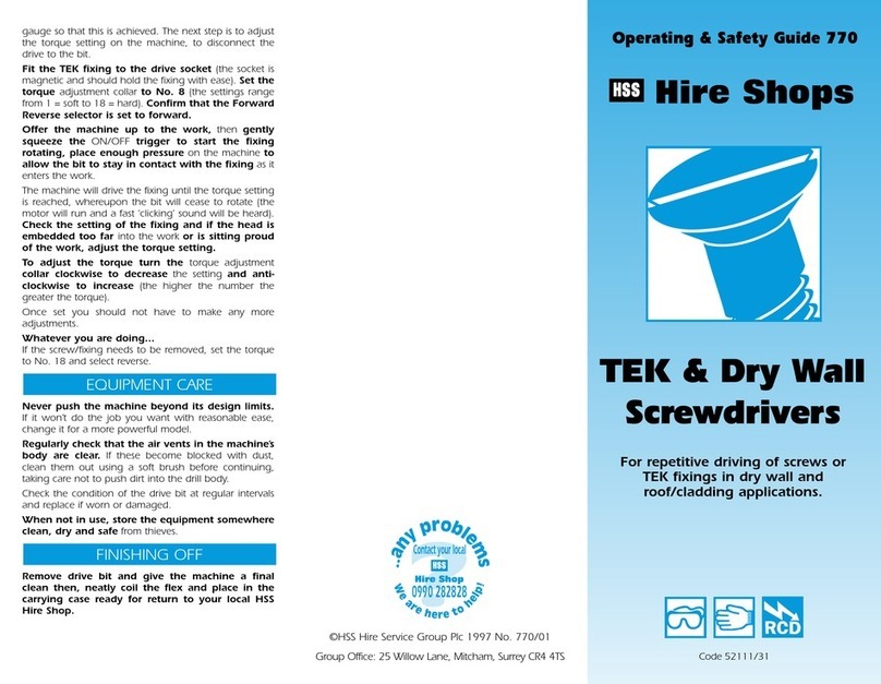 HSS Hire 52111 Operating & safety guide