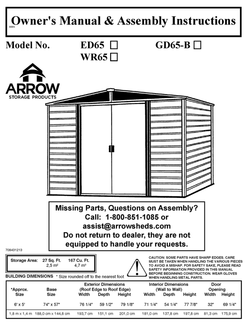 Arrow Storage Products ED65 Use and care manual