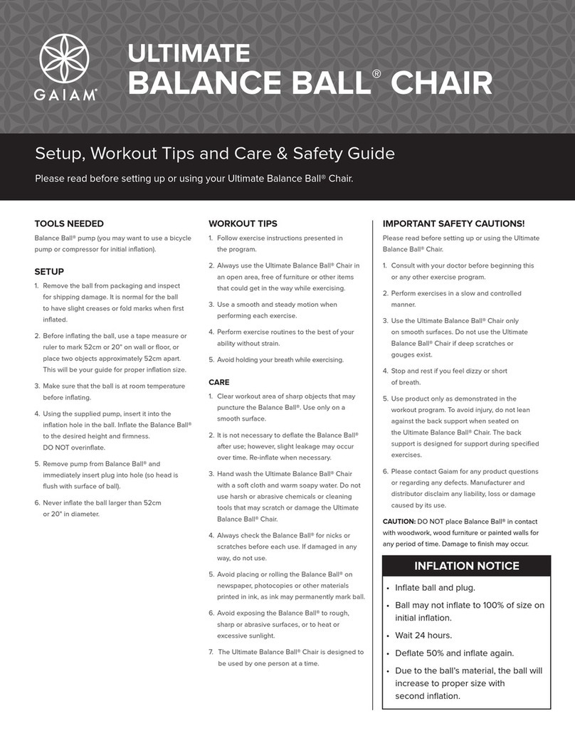 Gaiam ULTIMATE BALANCE BALL CHAIR Setup, Workout Tips and Care & Safety Guide Gaiam ULTIMATE BALANCE BALL CHAIR Setup, Workout Tips and Care & Safety Guide