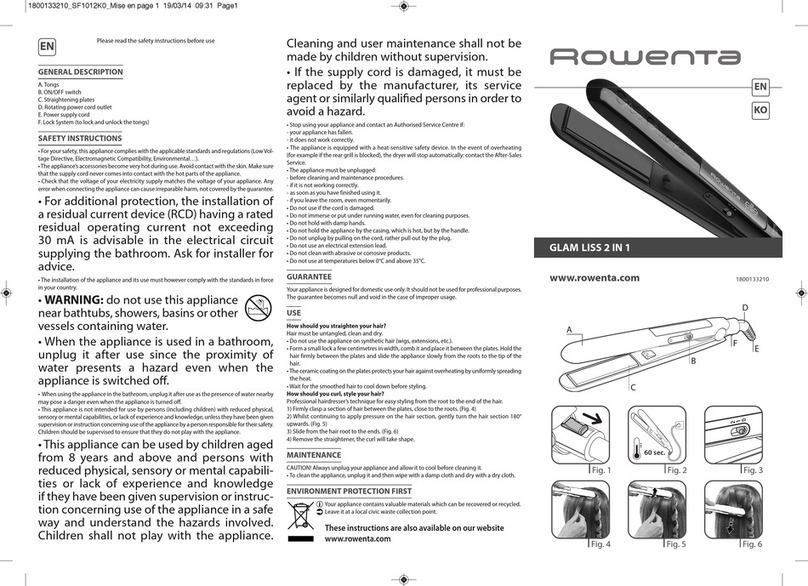 Rowenta GLAM LISS 2 IN 1 manual