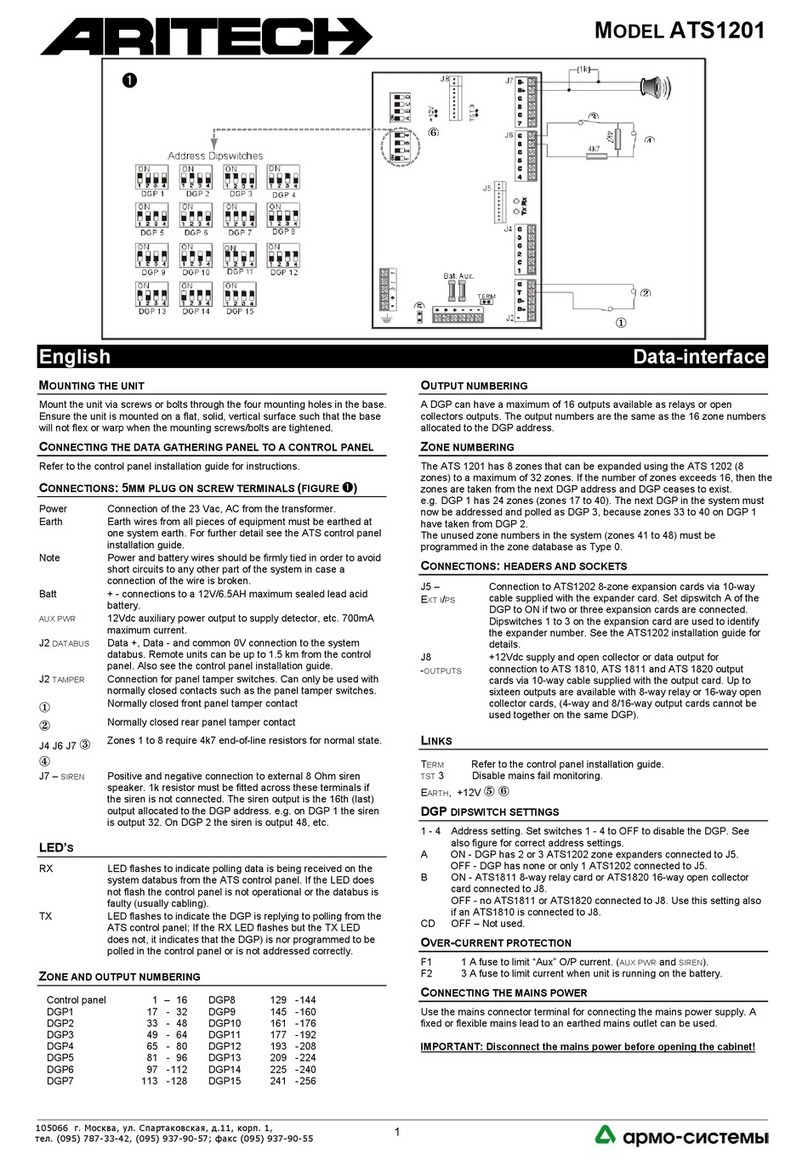 Aritech ATS1201 quick start guide