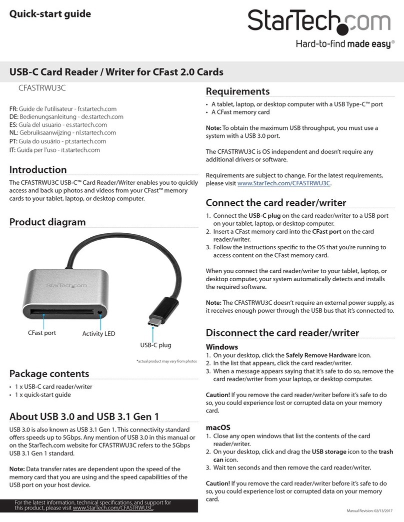 StarTech.com CFASTRWU3C quick start guide