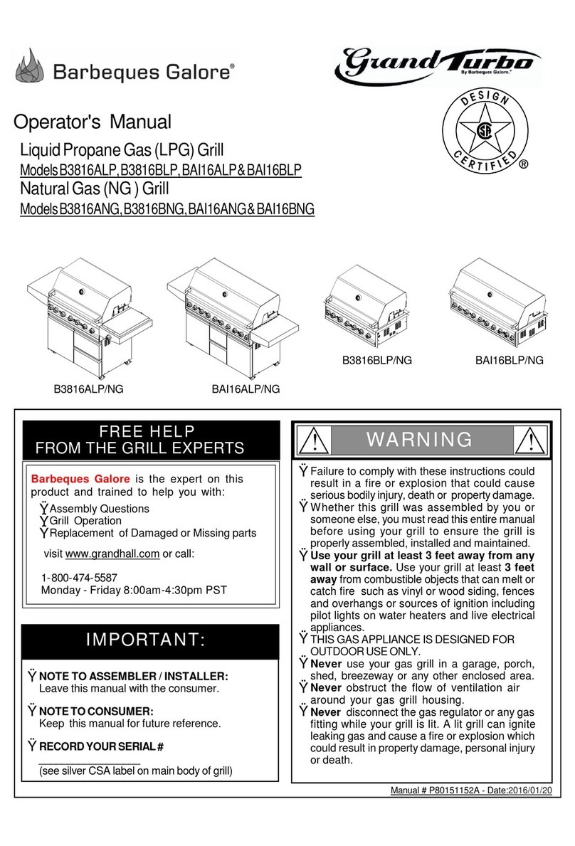 Barbeques Galore Grand Turbo B3816ALP Operator's manual Barbeques Galore Grand Turbo B3816ALP Operator's manual