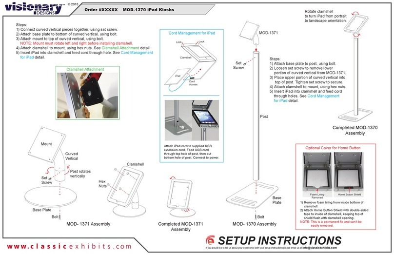 VISIONARY DESIGNS MOD-1370 Setup instructions