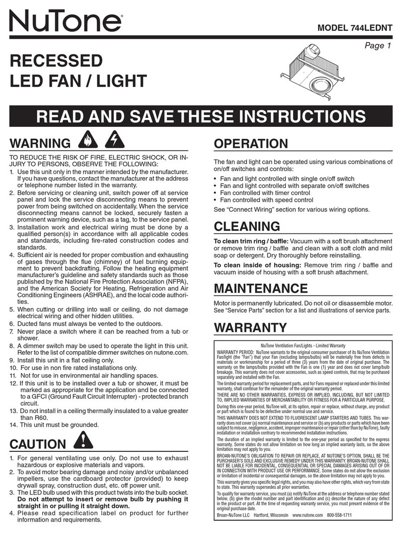 NuTone 744LEDNT User manual