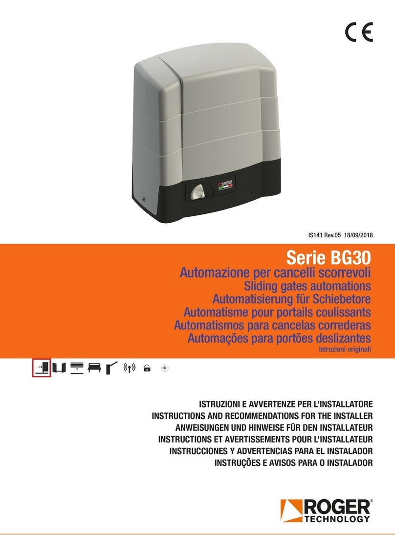 Roger Technology BG30 Series INSTRUCTIONS AND RECOMMENDATIONS FOR THE INSTALLER