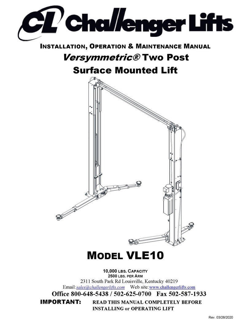 Challenger Lifts Versymmetric VLE10 Instruction manual