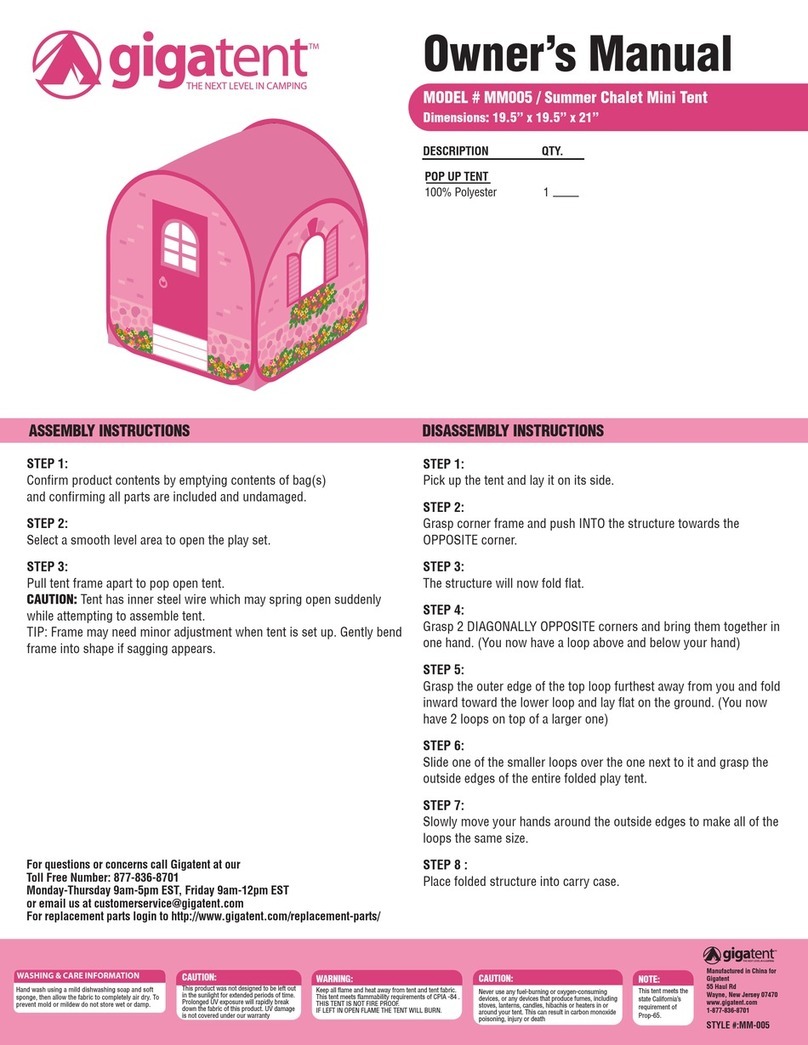 GigaTent Summer Chalet Mini Tent User manual GigaTent Summer Chalet Mini Tent User manual