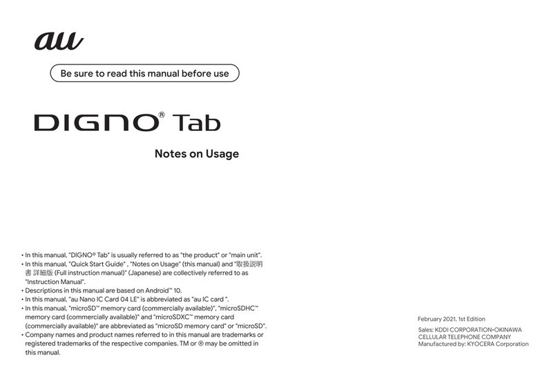 AU DIGNO Tab Notes on usage