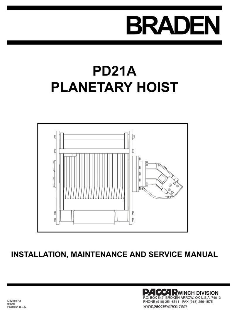 Paccar Winch BRADEN PD21A Series Installation maintenance and service manual