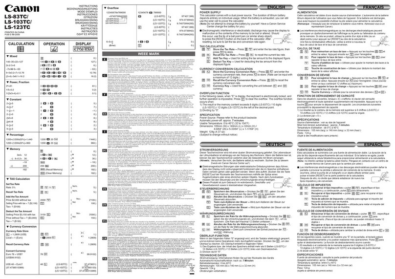 Canon LS-83TC instructions