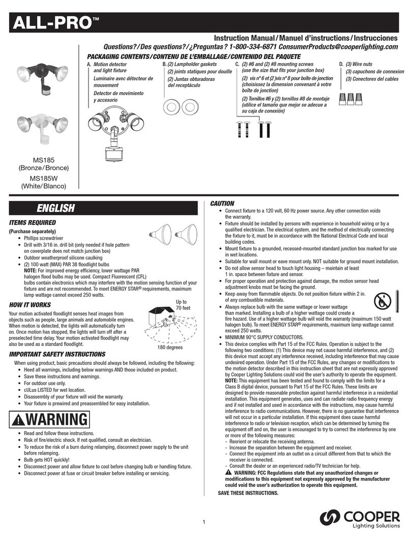 Cooper Lighting Solutions ALL-PRO MS185 User manual